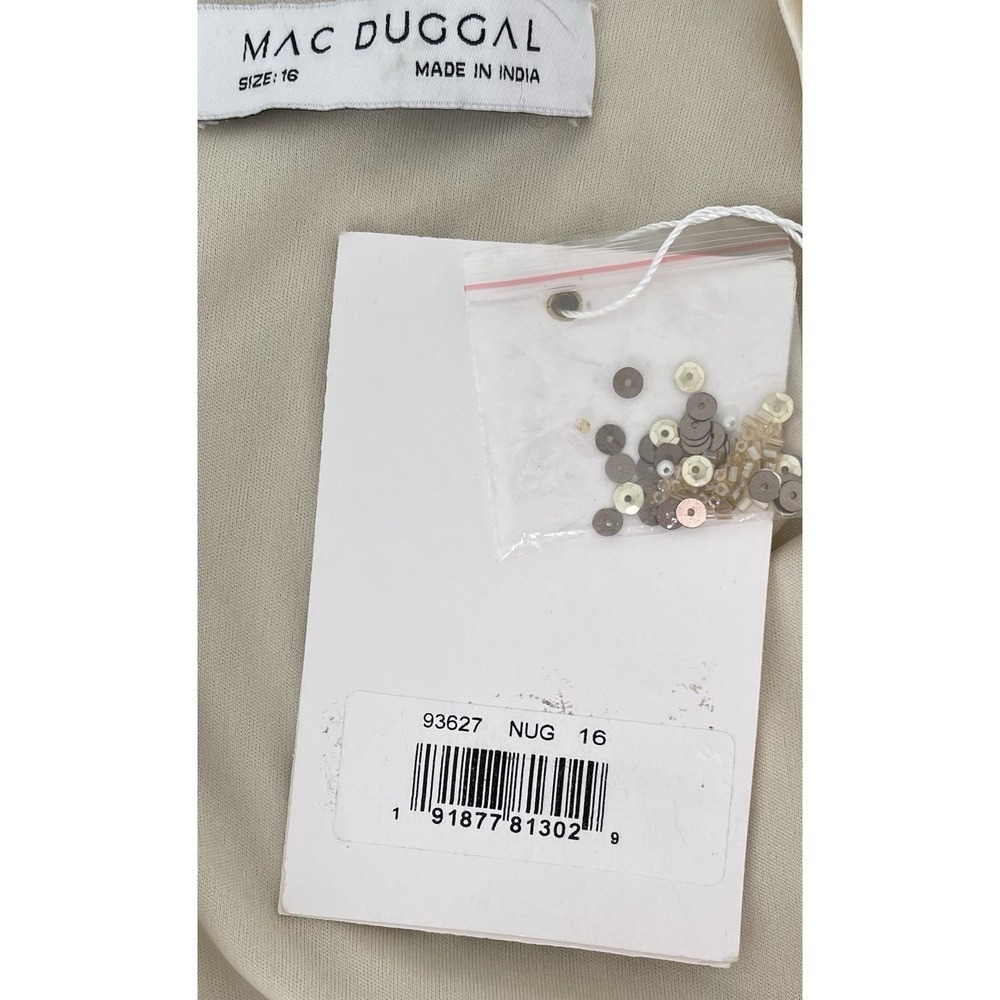 Mac Duggal 93627 Nude Gold‎ Sequin Beaded Midi Dress Size 16 $398 - Picture 7 of 7